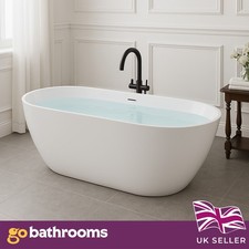 1500mm Freestanding Bath Tub Double Ended Reinforced Acrylic Modern Bathroom