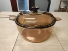 Corning Ware Pyrex Amber Vision Ware 4.5L Dutch Oven Stock Pot W/ Lid Vintage