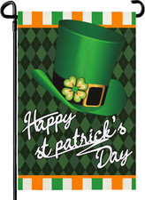 St Patricks Day Garden Flag 12x18 double sided Happy St. Patricks Day Green Luck