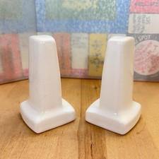 Vintage MCM Ceramic Toilet Paper Holders, White Pair, 3.5"l