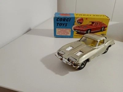 Corgi n° 310 Chevrolet Corvette Stingray Gris - Boîte D'origine - Bon État - Photo 1/4