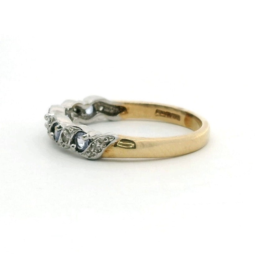 9ct Gold Ring Tanzanite & Sapphire Hallmark Size S 3g image 2