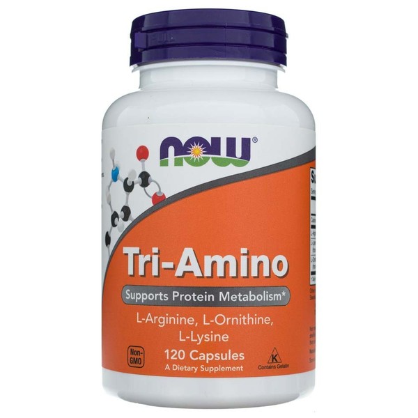 Now Foods Tri-Amino (L-Arginin, L-Ornithin, L-Lysin) - 120 Kapseln-image