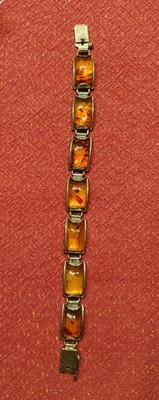 Vintage Bernstein Armband 935 Silber Vergoldet – Cognac Bernstein (Antik)