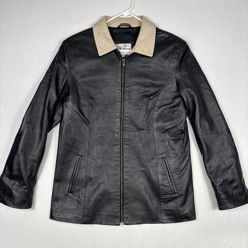 Vintage Vera Pelle Leather Jacket Men's 46 Black Biker Bomber Coat Made In Italy image 3