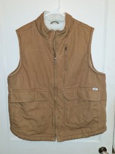 Lee Workwear Vest Men Size L Sherpa Lined Insulated Canvas Tan Full Zip