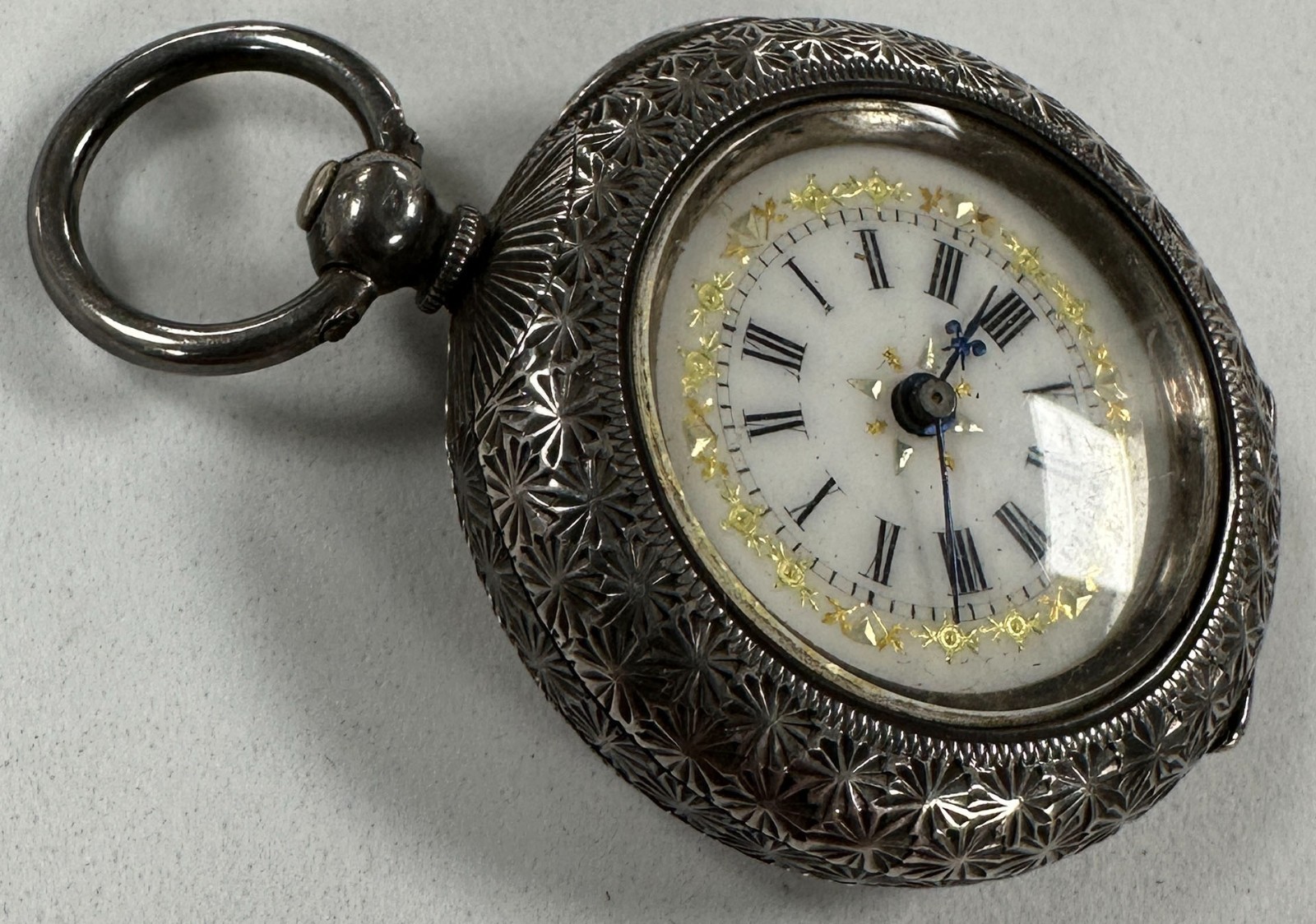 Antique Edwardian .935 Solid Silver Open Face Key… - image 12