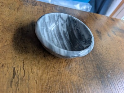 Genuine Marble Stone Heavy Thick Walls Round Trinket Dish, Shaving Soap Bowl