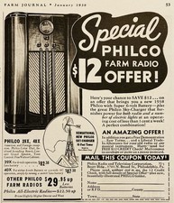 1938 d.C.(XH84)~PHILCO RADIO & TV CO. PHIL., PA. RADIO AGRÍCOLA CON CARGADOR AÉREO