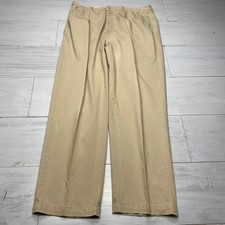 Polo Ralph Lauren Andrew Pant Mens 38x32 Khaki Tan Pleated Cotton Chino Trousers