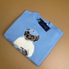 Auction POLO RALPH LAUREN Light Blue Polo Bear Sweater Women s Small