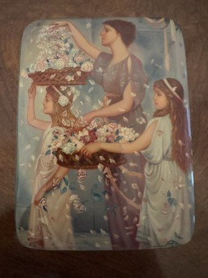 Fedoskino Handpainted Blue Russian Lacquered Box By Zotov  Thinking Of Spring 