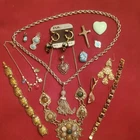 Vintage Costume Jewelry Lot 1928 Brand Tassel Necklace Cross Hoop Earrings