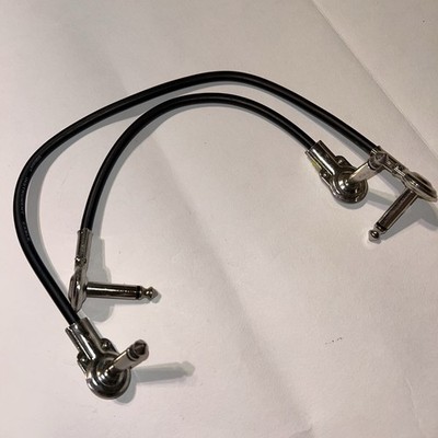 Right Angle 1/4'' 6.35mm Black Patch Cable Male Jack to Male 13in & 9in Bundle