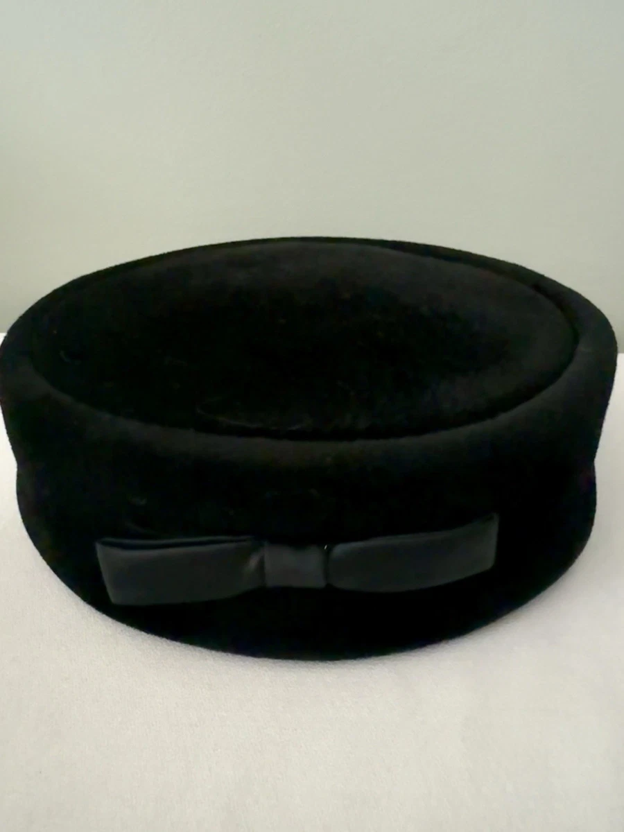Vintage Merrimac Fur Felt Women\'s Hat Black Pillbox‎ Breton Size 7 1/8 w/ Case Vintage merrimac wool felt - Gem main image 4
