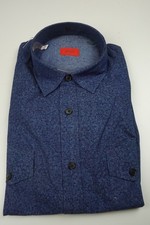 Isaia Vibrant Blue Western Pocketed Long Sleeve Cotton Dress Shirt 15.5/39 NEW