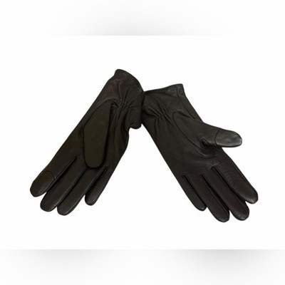 Michael Kors Genuine Leather Touch Tip Gloves Dark Brown Size S NWT