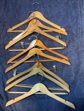 Sturdy Brown Wooden High Gloss Jacket  Pants Hangers Lot Of 8 Mixed 17  Wide