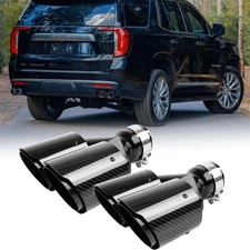 For Chevy Tahoe / GMC Yukon Exhaust Tip Muffler 3" in Dual 4" Out Carbon Fiber