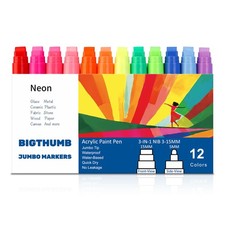 BIGTHUMB Jumbo Graffiti Poster Markers Set 12 Neon Colors Large 15mm Wide Tip