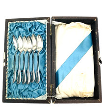 Vintage 6er Löffelset 800er Silber in Box, Italien ca. 1930 - 1950