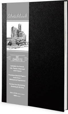 Hardcover Sketch Book 9x12in 160GSM Thick Paper 46 Sheets 92 Pages Micro-Perfora