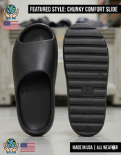 YZY Slide style flip flop shoes - Black Made in USA - Size 1