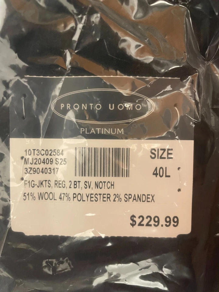 Traje Pronto Uomo Platino 2 Piezas Para Hombre Gris Oscuro Carbón Chaqueta 40L Pantalones 34X34 Foto 3 de 4