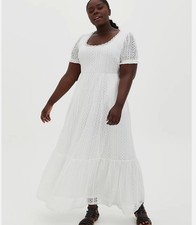 Torrid White Lace Puff Sleeve Skater Maxi Dress Size 3X Wedding Elegant Lined