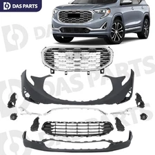 For 2018-2021 GMC Terrain Front Bumper Grille Set w/ Chrome Grill Trim&Fog Light