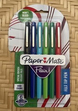 Papermate Flair Special Edition Holiday Pack Felt Tip, 6 Pens Vivid Colors