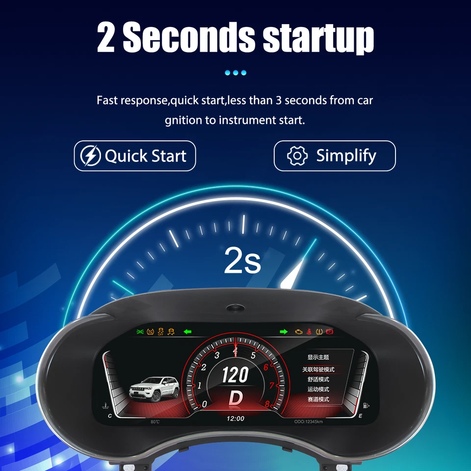 12.3IN Digital Cluster Virtual Cockpit CarPlay For Jeep Grand Cherokee 2014-2018 Foto 3 de 4