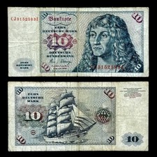 1980 Germany Paper Money 10 Deutsche Mark West Federal Republic Banknote Bill VG