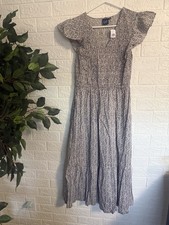 Gap Women Paisley Print Smocked Fit Flare Midi Dress Sleeveless V-Neck S NEW
