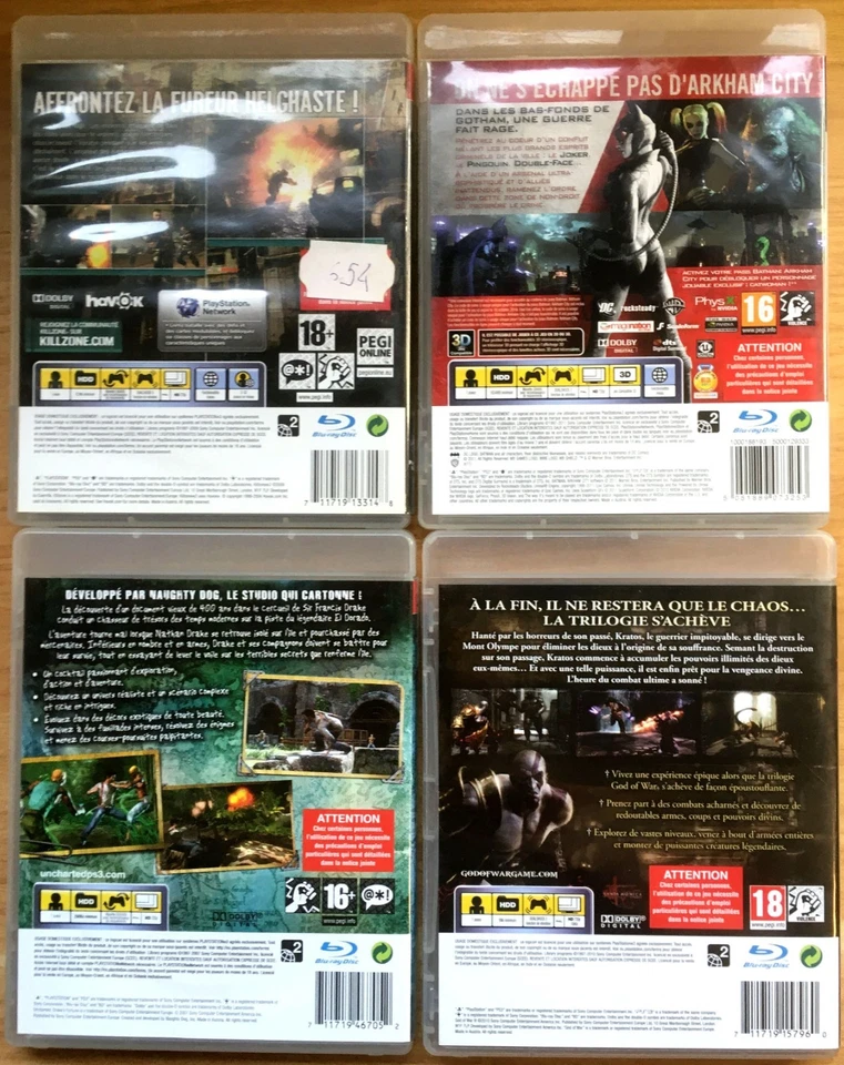 LOT 4 JEUX PS3 COMPLETS KILLZONE 2 UNCHARTED GOD OF WAR III 3 BATMAN ARKHAM CITY - Imagen 2 de 4