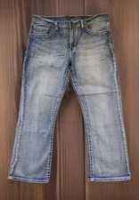 TK Axel Jeans Mens 36x30 Blue Boot Cut Denim Distressed 