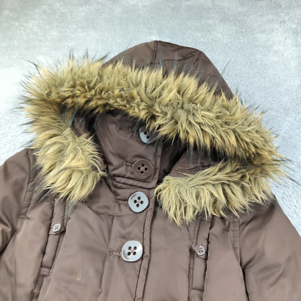 Soia и Kyo пальто женщин M коричневый вниз пуховик меха с капюшоном съемный молнии парка - Изображение 2 из 4