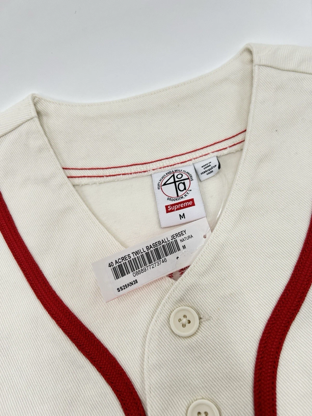 Maillot de baseball Supreme 40 acres en sergé (taille moyenne)