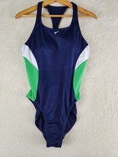 Nike Womens Racerback One Piece Swimsuit Navy/Green/White Size 16 NEW 