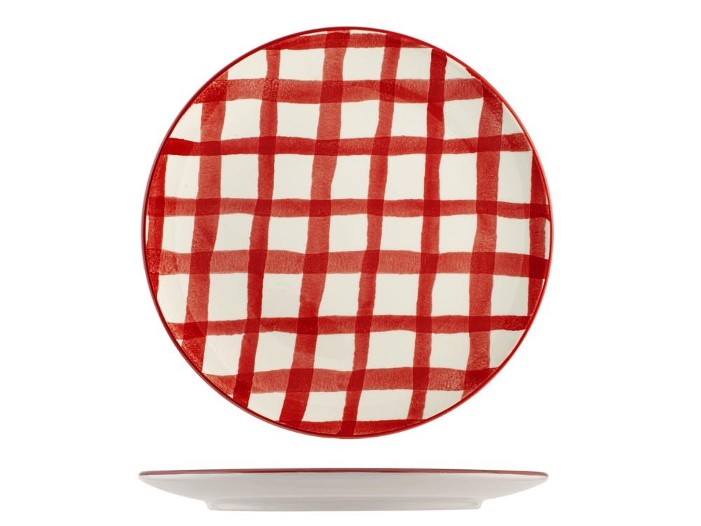 H&H Decorative Ceramic Plate Xmas Check 26 Cm
