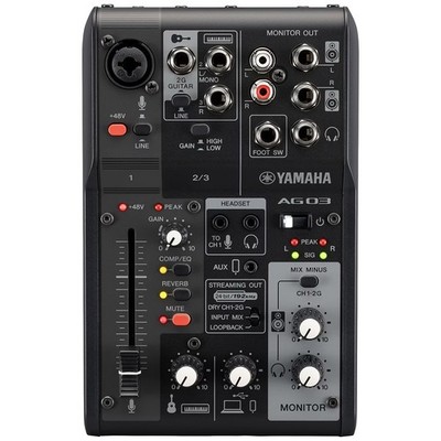 YAMAHA AG03MK2 3ch Live Streaming Mixer USB Audio Interface Loopback DSP Schwarz
