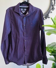 Tommy Hilfiger Mens 80's 2PLY Geo Print ButtonUp Long Sleeve Custom Fit Shirt XS