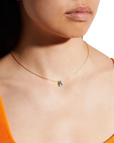 Collar BOTTEGA VENETA corazón verde y azul chapado en oro plata de ley - Imagen 4 de 10