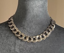 Vintage 18  Silver Tone Chunky Double Link Chain Necklace   1980s