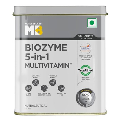 MuscleBlaze Biozyme Daily Multivitamin(90 Tablets)5-In-1 Supplement