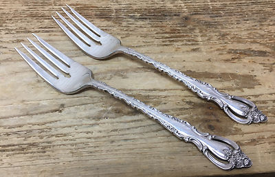 2 Individual Salad Forks Countess Silverplate International Deep Silver Pierced