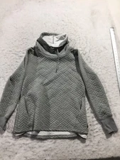 RBX Sweater Womens M Gray Checkered Textured Long Sleeve Turtle Neck Pockets