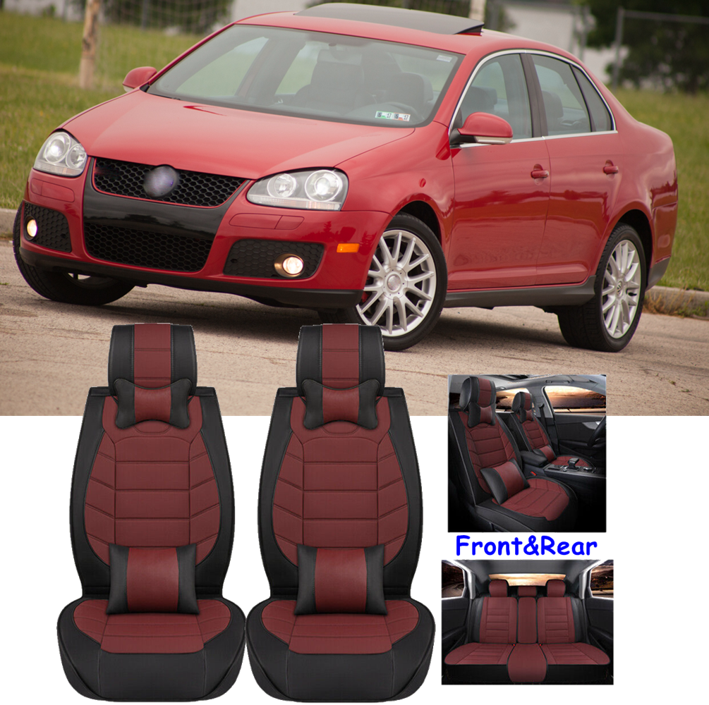 Car Seat Covers 5-Seater Front Rear Full Set PU Leather For VW Volkswagen Jetta