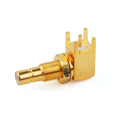 SMB Thru Hole PCB Mount Female (Jack) Bulkhead Right Angle RF Connector