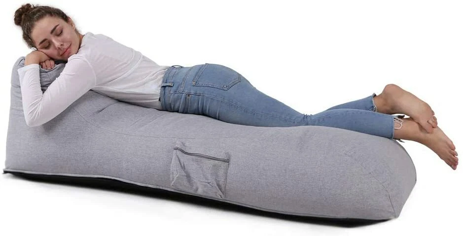 QSack Sitzsack Liege mit Inlett, Mikroperlen, Relaxsessel (grau) - Bild 2 von 4